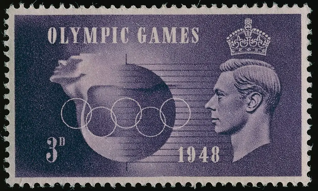 تمبر المپیک ۱۹۴۸ با تصویر جرج ششم